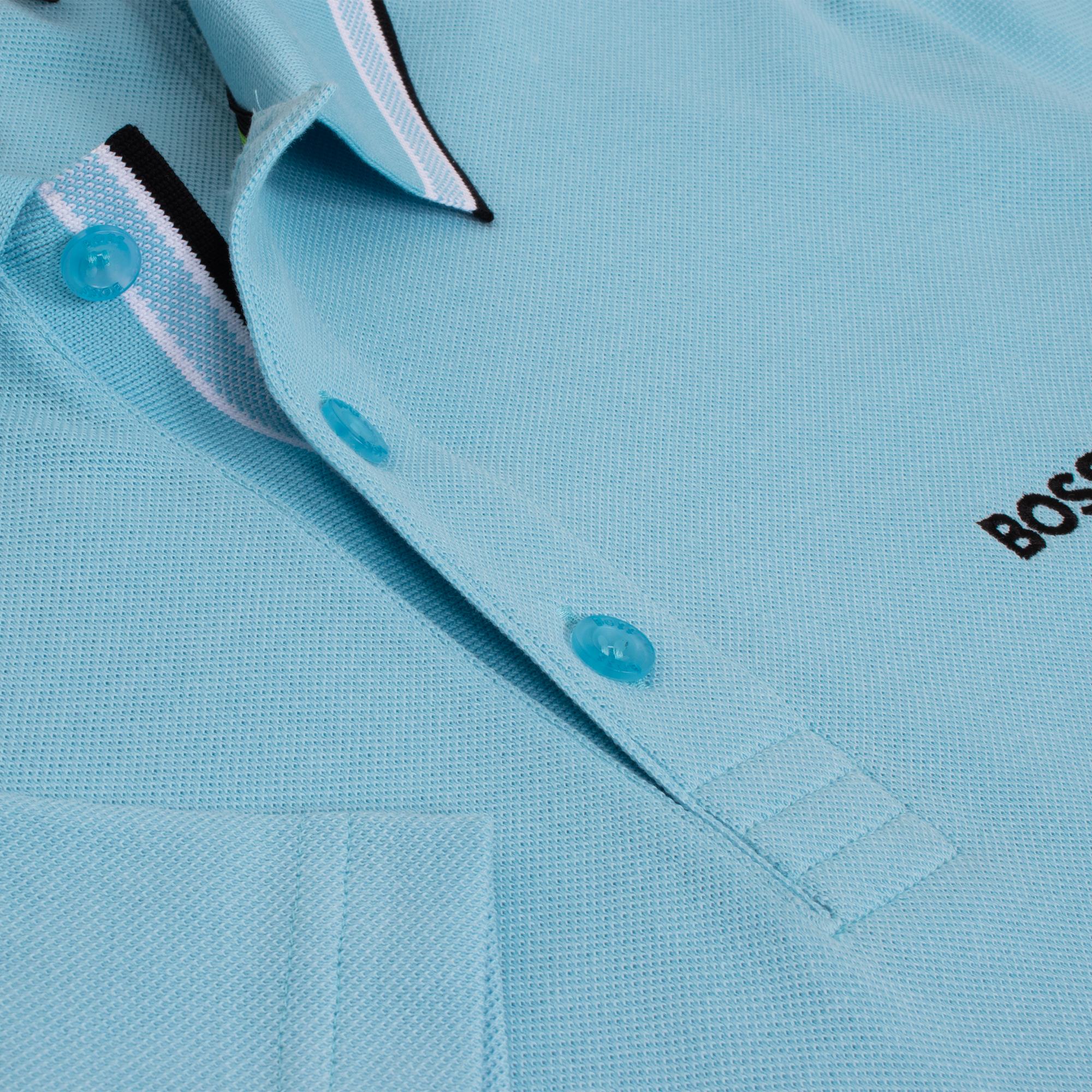 Boss Pilsy Long Sleeve Polo Shirt Light Pastel Blue